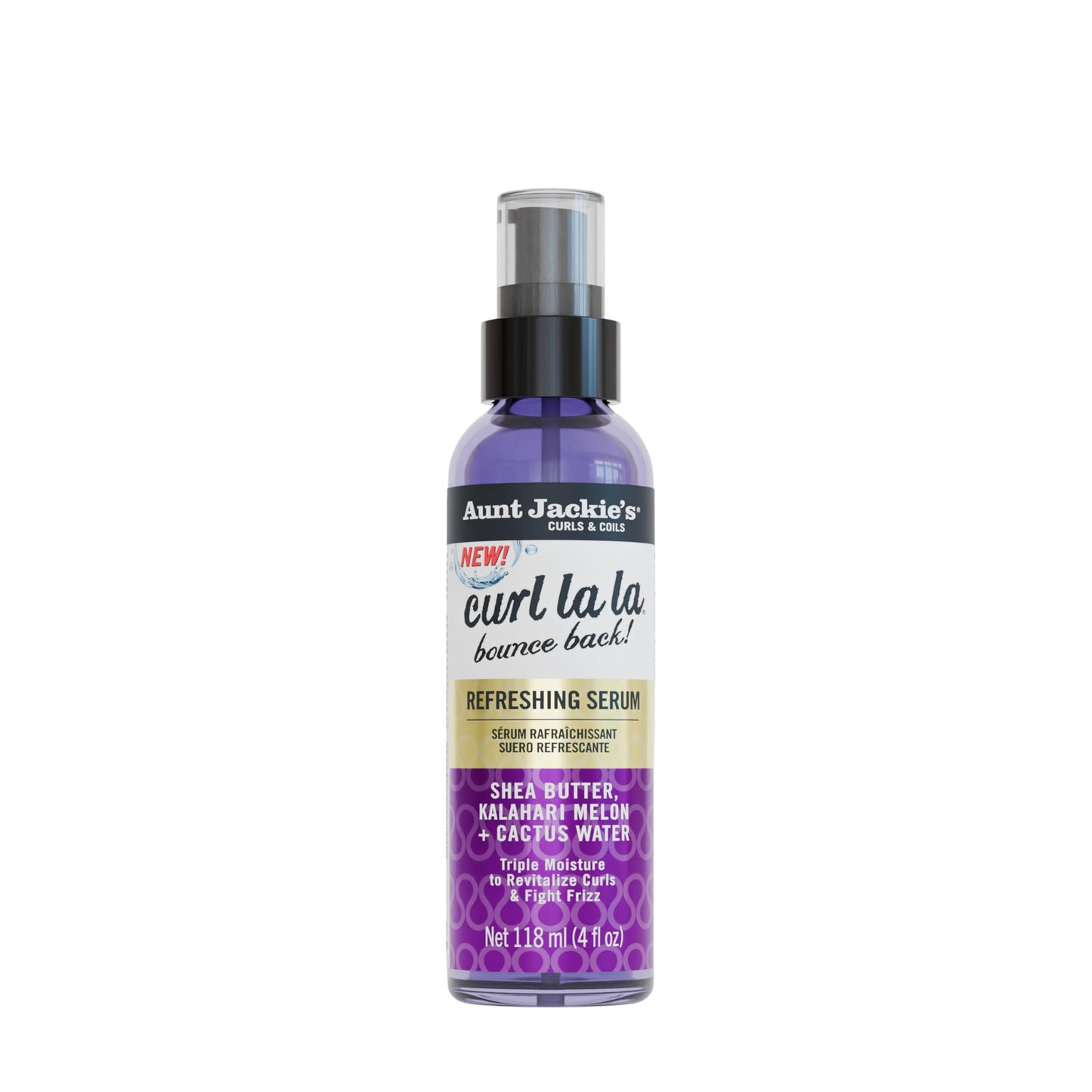 Aunt Jackie's Curls & Coils Curl La La Bounce Back Refreshing Serum, 4 fl oz - Triple Moisture to Revitalize Curls and Fight Frizz