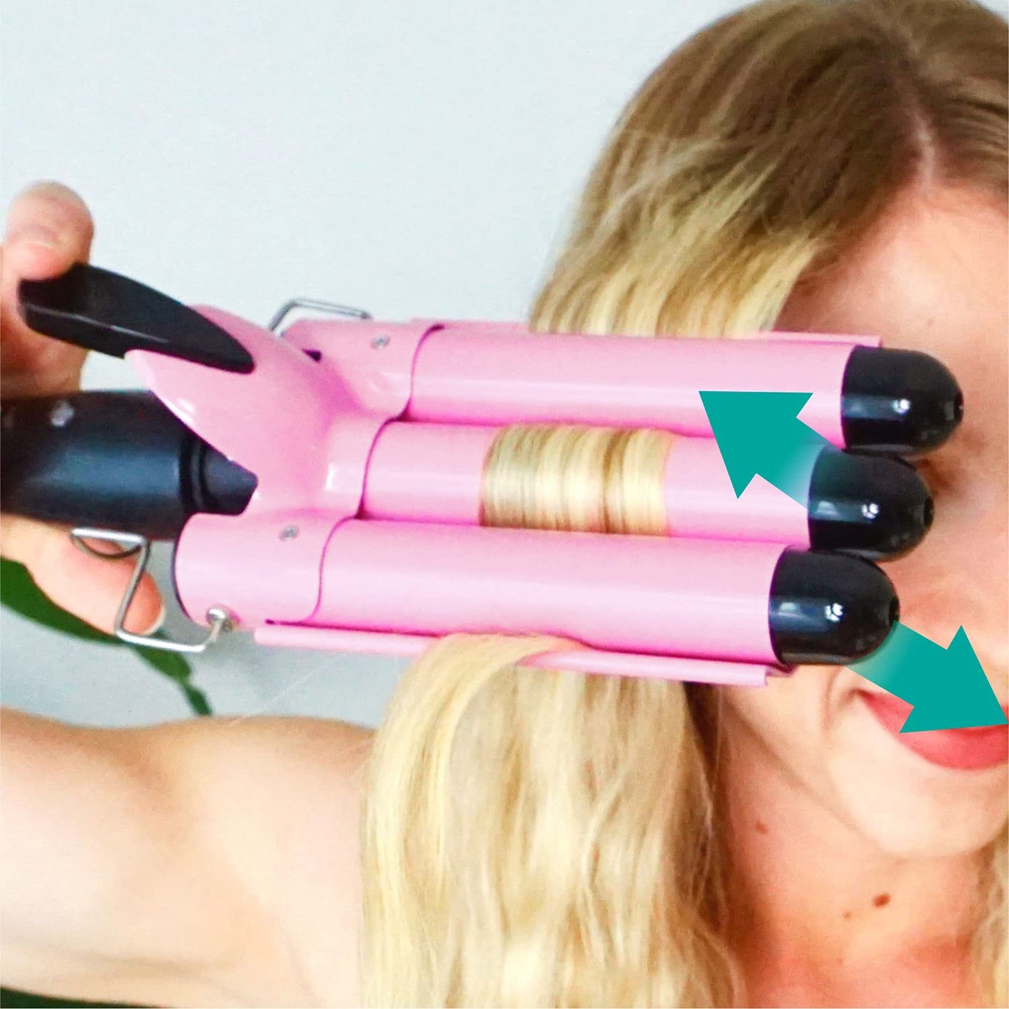 TOP4EVER 3 Barrel Curling Iron, 1 inch Crimper Hair Tool,Crimping Waver for Women Beach Waves with Two Temperature Settings, Pink Beauty and Personal Care TOP4EVER