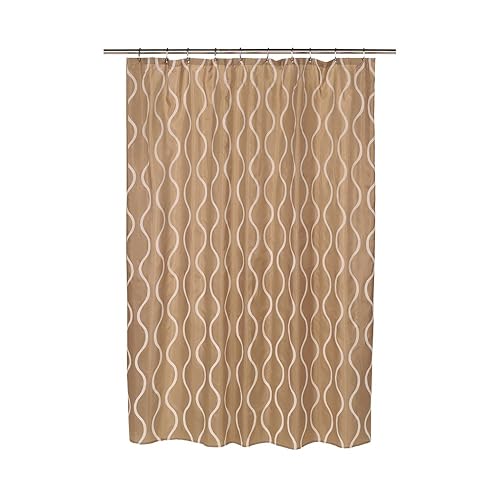 Carnation Home Fashions, Inc Carnation Home Fashions Geneva 70 72-Inch Shower Curtain with Flocking, Ivory and Taupe