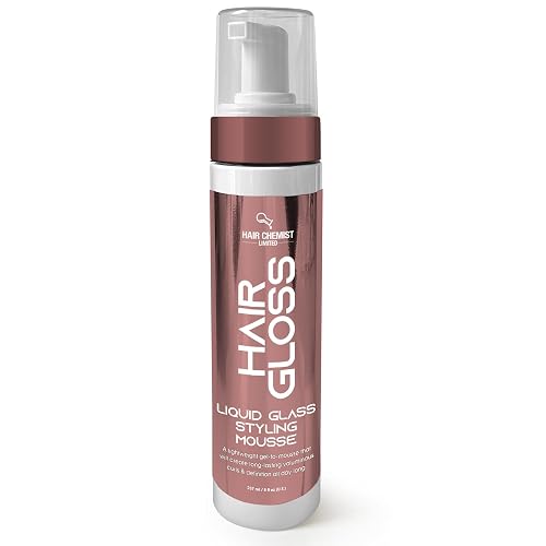 Hair Chemist Hair Gloss Liquid Glass Styling Mousse 8 oz. - Lightweight, Definition & Volume All Day Long, Long Lasting Voluminous Curls, Styling