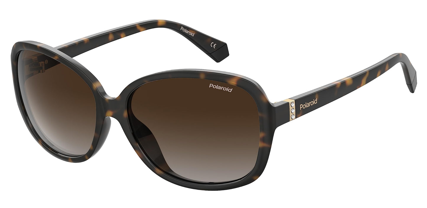 Polaroid Sunglasses Women's PLD 4098/S Polarized Oval Sunglasses, Dark Havana, 58mm, 15mm