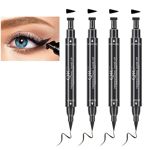 Linble Winged Eyeliner Stamp Set, 4 PCs Dual-ended Eyeliner Pens with Felt Tip & Wing Stamp, Long Lasting and Smudge Proof Eye Makeup for Women