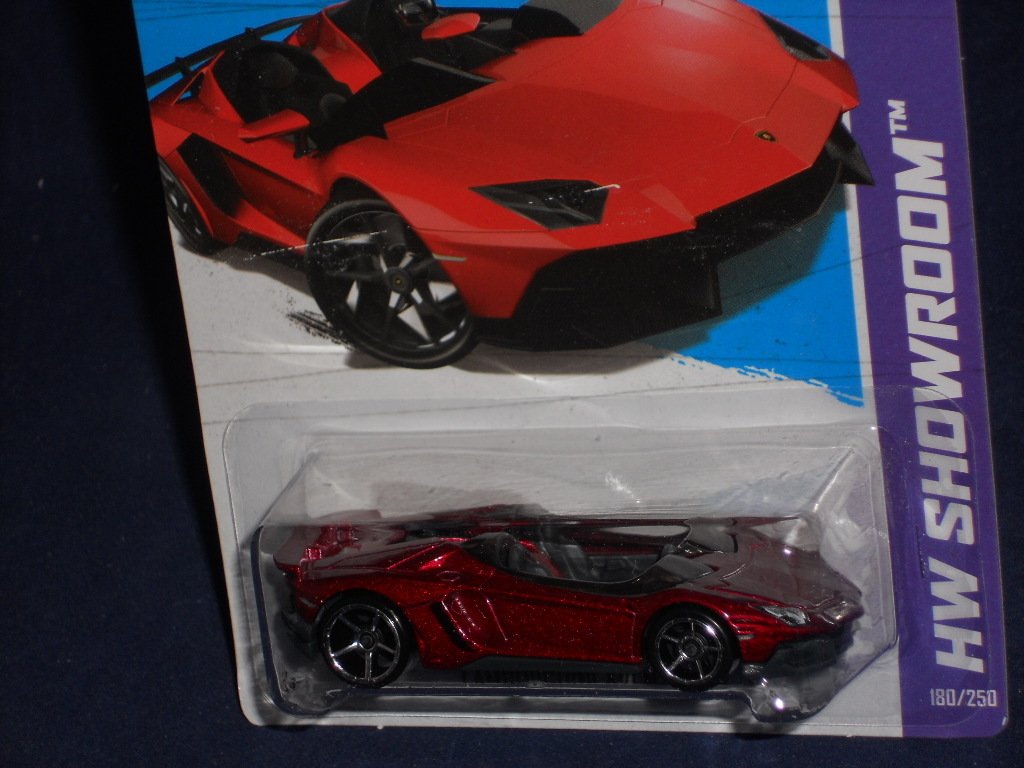 Lambo Aventador J Hot Wheels 2013 HW Showroom Series RED Lamborghini Aventador J Roadster 1:64 Scale Collectible Die Cast Car #180/250