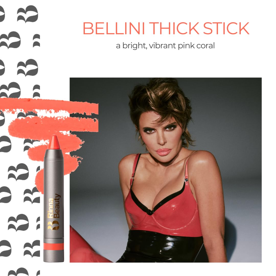 Rinna Beauty Thick Stick Lip Crayon - Bellini - Long Lasting Lipstick, Moisturizing Creamy Formula w/Hydrating Oils & Extracts, Built-In Sharpener