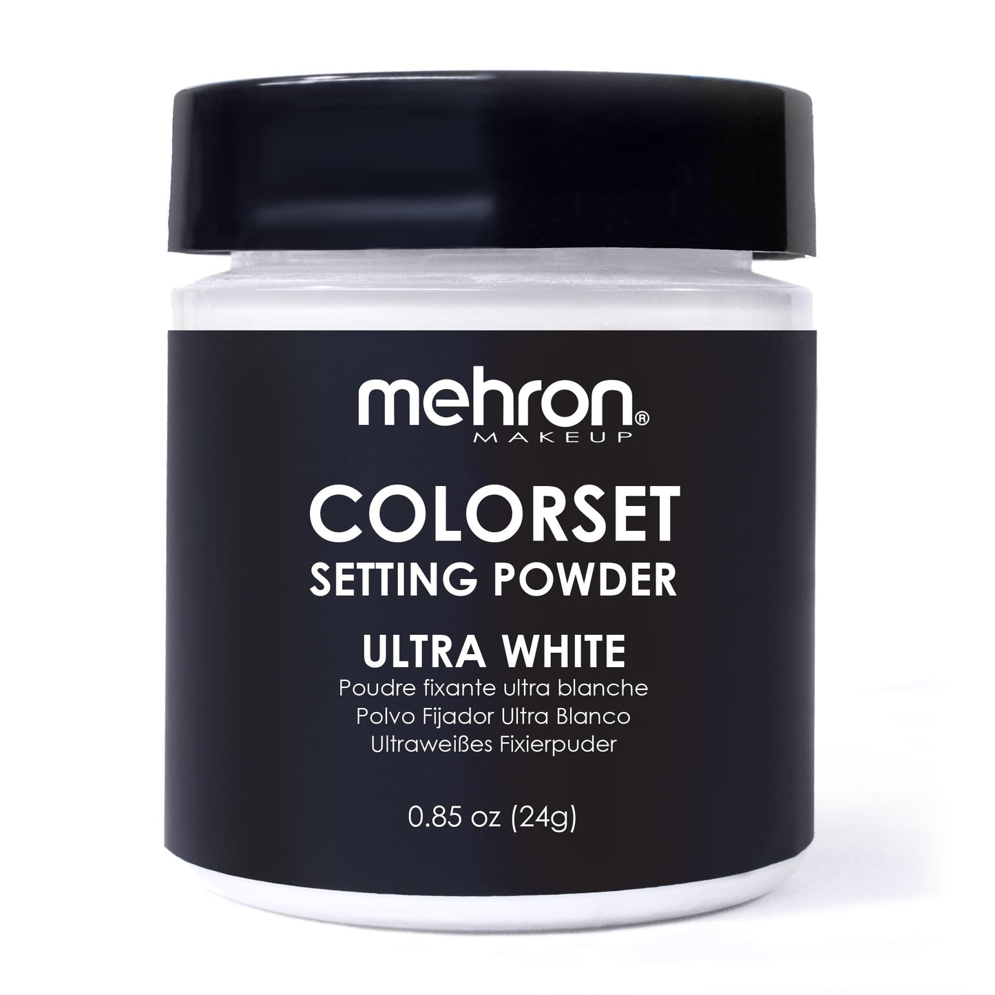 Mehron Makeup Colorset Setting Powder | Talc Free | White Loose Setting Powder for Cosplay, Face & Body Paint, and Cream Makeup .85 oz (24 g) (Ultra