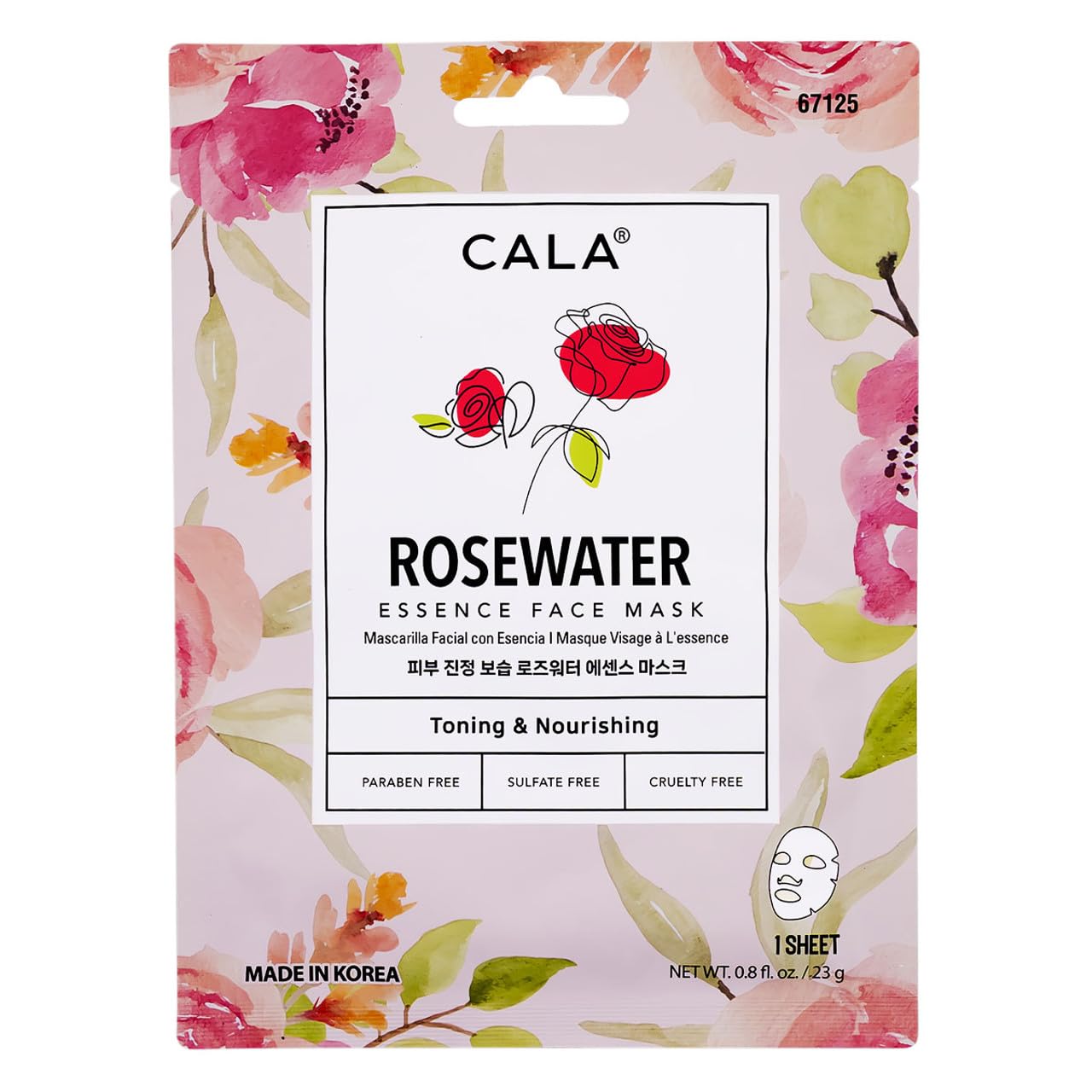 Cala Nourishing Essence Face Masks: Rose Water, 10 count- Hydrating Sheet Masks for Dullness, Dryness & Uneven Texture, K-Beauty Skincare for All Skin