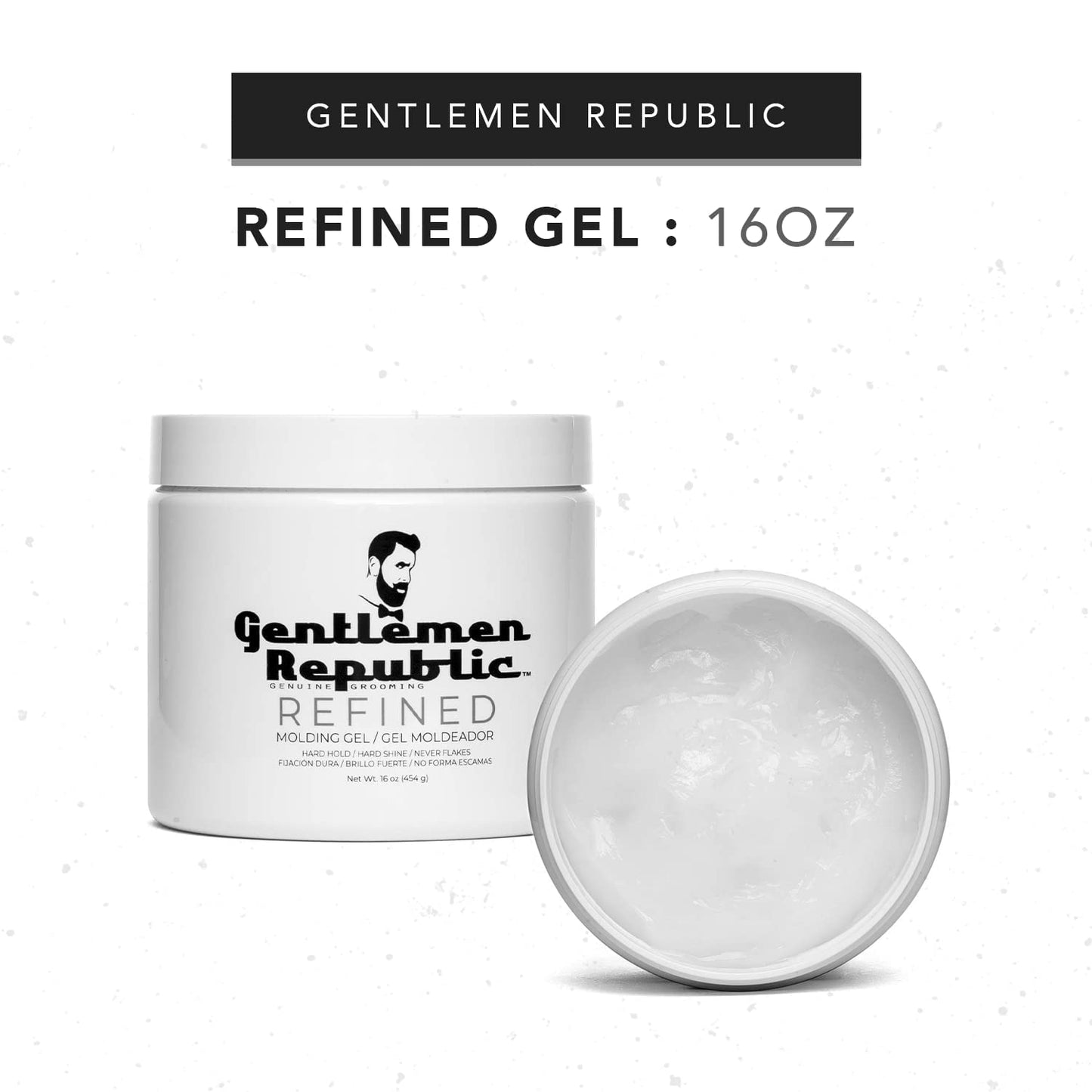 Gentlemen Republic Refined Hair Gel for Men 16oz - Professional Formula for 24 Hr Shine and Strong Hold, Humidity Resistant Styling Gel for hair, 100%