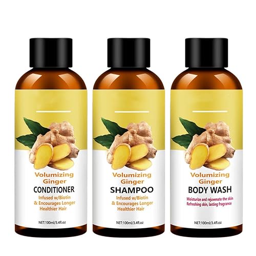 Shampoo & Conditioner & Body wash, Body Wash and Hair Care Gift Set,Ginger Skincare Relaxing Home Spa Set, Anti Hair Loss, Strengthen & Volumize, Bath