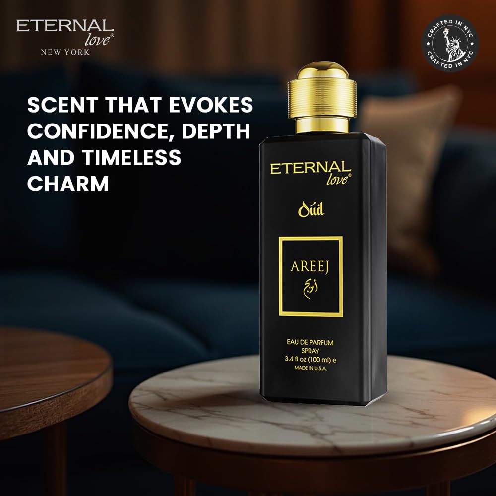 Eternal Love Areej Oud - Long Lasting Unisex Eau de Parfum - Warm Spicy Oriental Fragrance with Oud & Tobacco - Dubai Inspired Arabic Scent - 3.4oz
