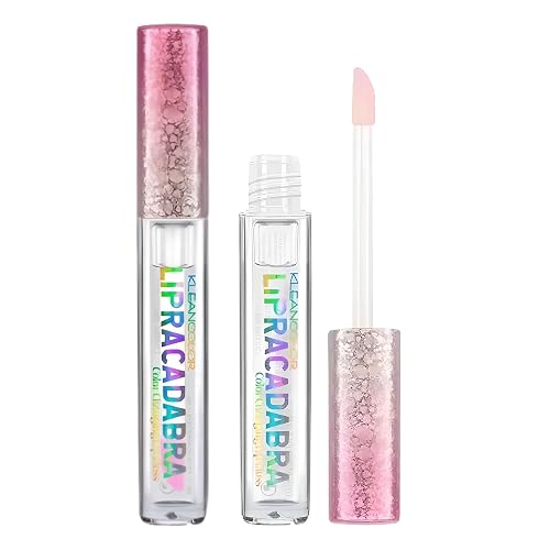 Kleancolor Lipracadabra Color Changing Lip Gloss 2 Pack - pH Activated Clear Gloss Reveals a Custom Pink Tint - Lightweight, Non-Sticky Shine - Candy