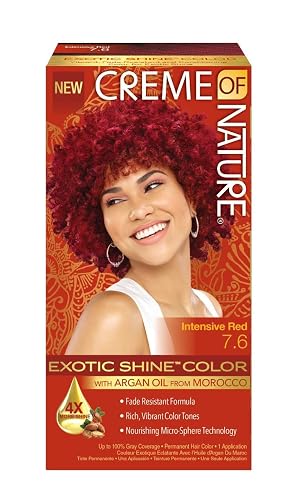 Exotic Shine Hair Color by Creme of Nature, 7.6 Intensive Red, with Argan Oil from Morocco, 1 Application
