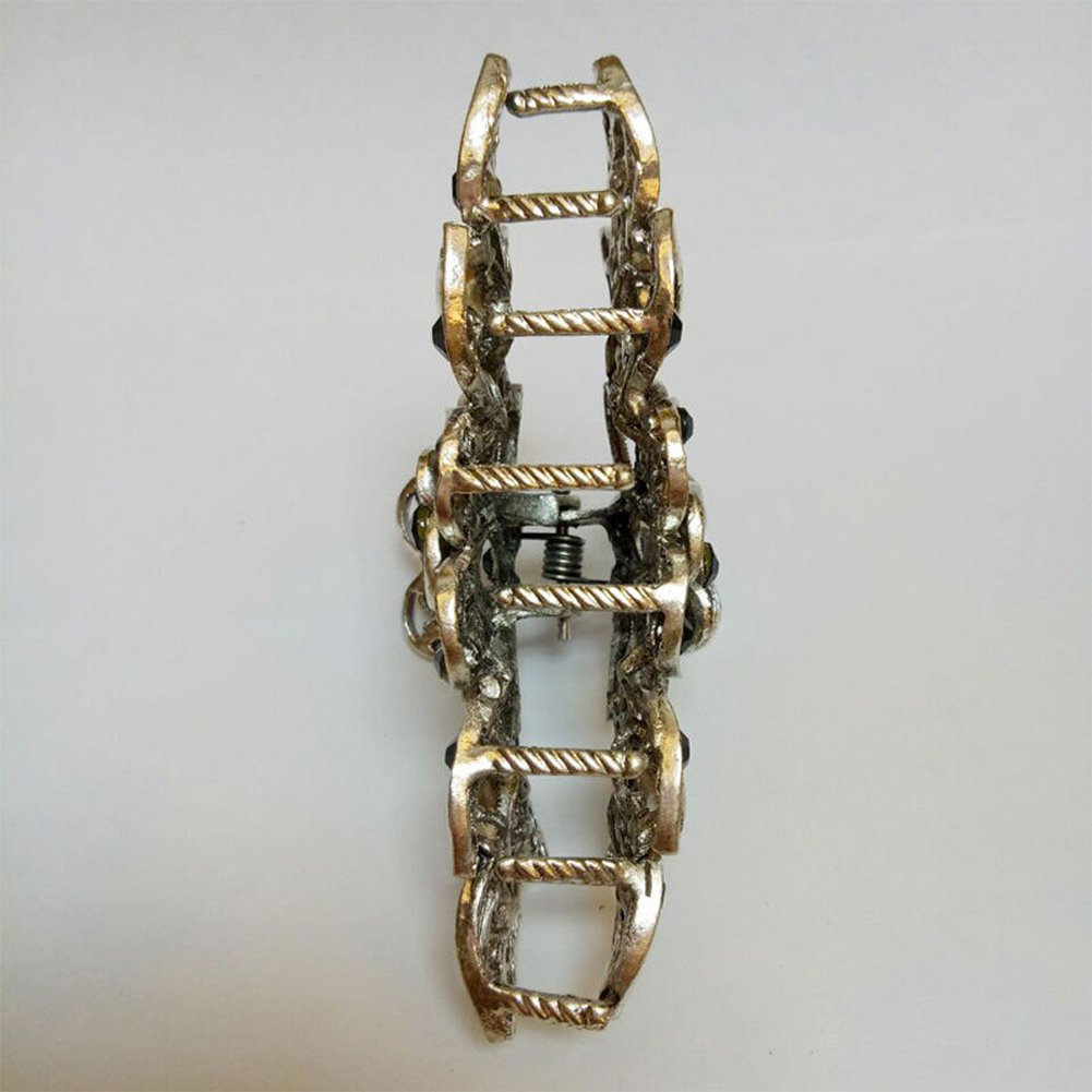 Women Fashion Retro Metal Alloy Rhinestone Large Size Fancy Hair Claw Jaw Clips Pins for Thick Hair (Ink-Blue Colour 1)