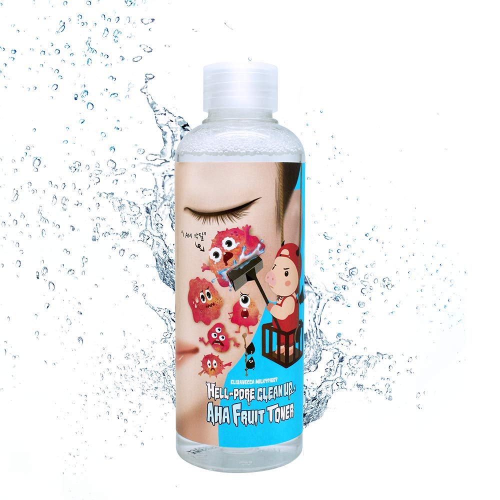 Elizavecca Hell Pore Clean Up Aha Fruit Toner 6.76 Ounces - Exfoliating Toner / Whiteheads, Pores and Uneven Skin / Water based Face Toner / Pore