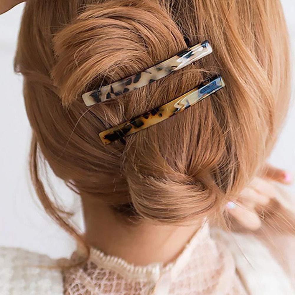 HYFEEL Long French Barrettes for Women Simple Classic Acrylic Resin Hair Clips Tortoise Shell Skinny Large 4 inch No-slip Grip Automatic Clasp Clamp