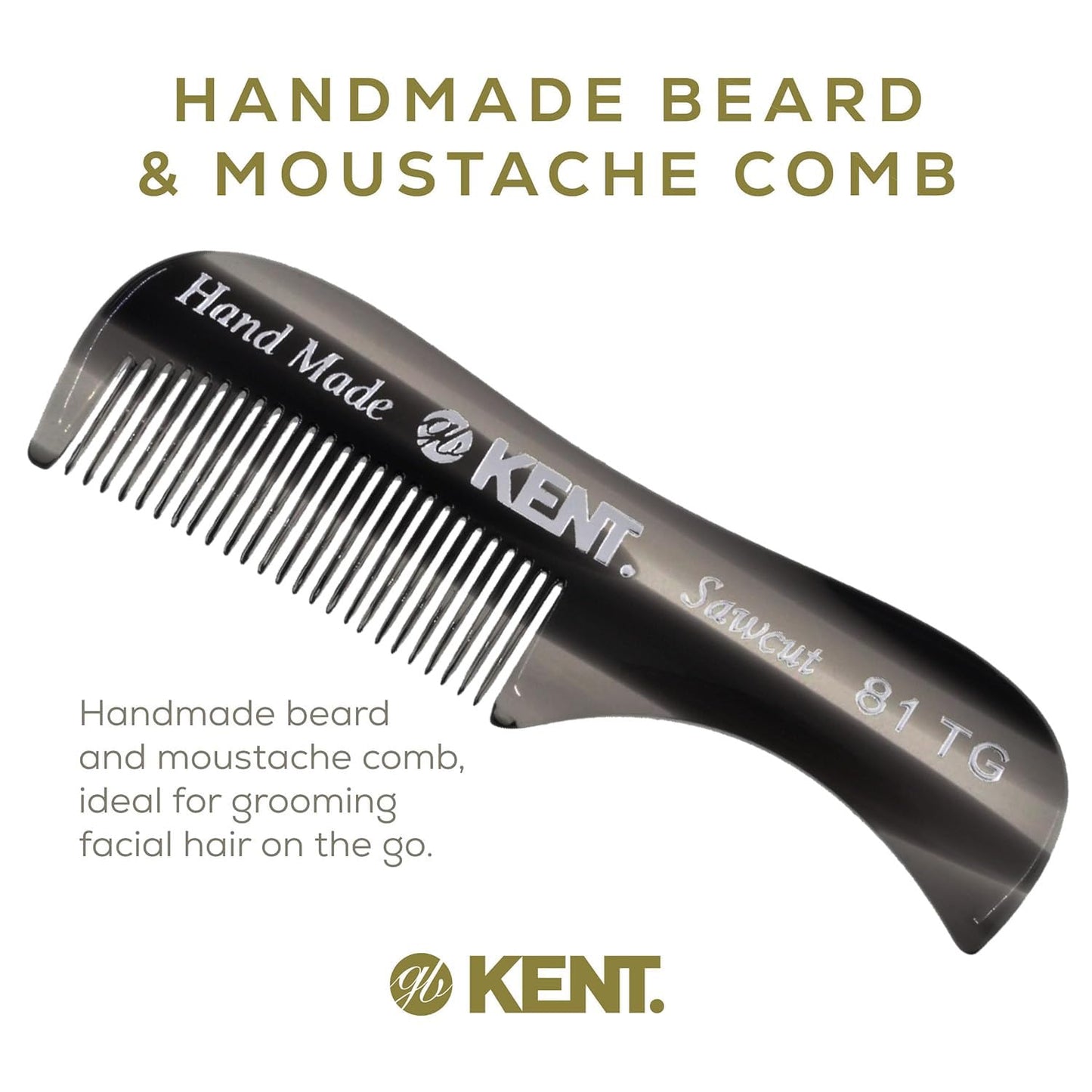 Kent A 81T Black Graphite X-Small Men's Beard Mustache Pocket Comb, Fine Toothed for Facial Hair Grooming and Styling. Hand-Made of Quality Cellulose Beauty and Personal Care KENT