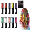 Vibrant 10 Color Hair Chalk Combs with Glitter, Temporary & Washable Hair Dye for Teens, Party, Halloween, Christmas Gift (10 Colors)