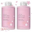 Shampoo and Conditioner Set for Women & Men, Cherry Blossoms Hair Shampoo & Conditioner for Curly, Straight, Dry and Damaged Hair - Moisturizing