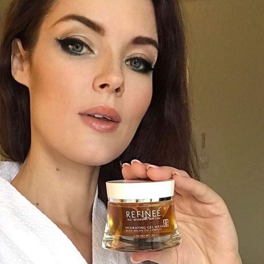 Refinee Hydrating & Repairing Gel Face Mask with Argan Oil for Dry & Damaged Skin 2oz