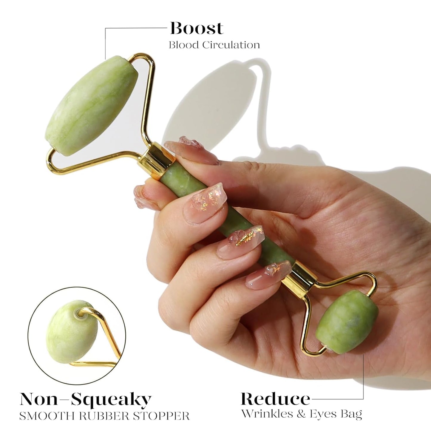 BAIMEI IcyMe Jade Face Roller & Gua Sha, Facial Beauty Skin Care Tools, Self Care Gift for Men Women, Massager for Face, Eyes, Neck, Relieve Fine