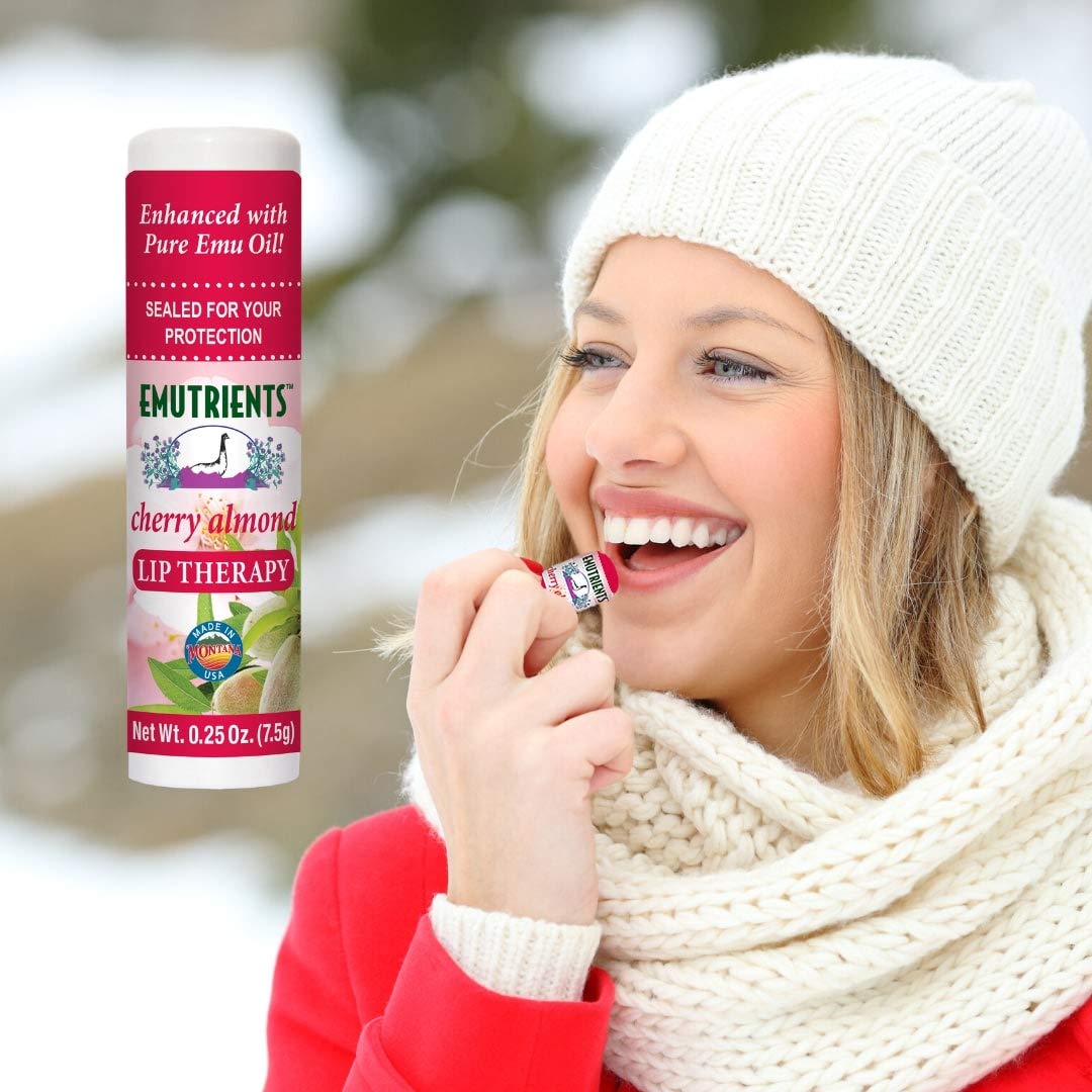 Montana Emu Ranch - Lip Therapy Lip Balm - 0.25 Ounce - Cherry Almond Flavor - Made with Pure Emu Oil