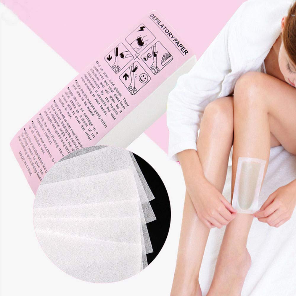 Tvoip 100 Sheet/Pack Disposable Professional Hair Removal Tool Depilatory Paper Nonwoven Epilator Women Wax Strip Paper Shaving Roll Waxing Smooth