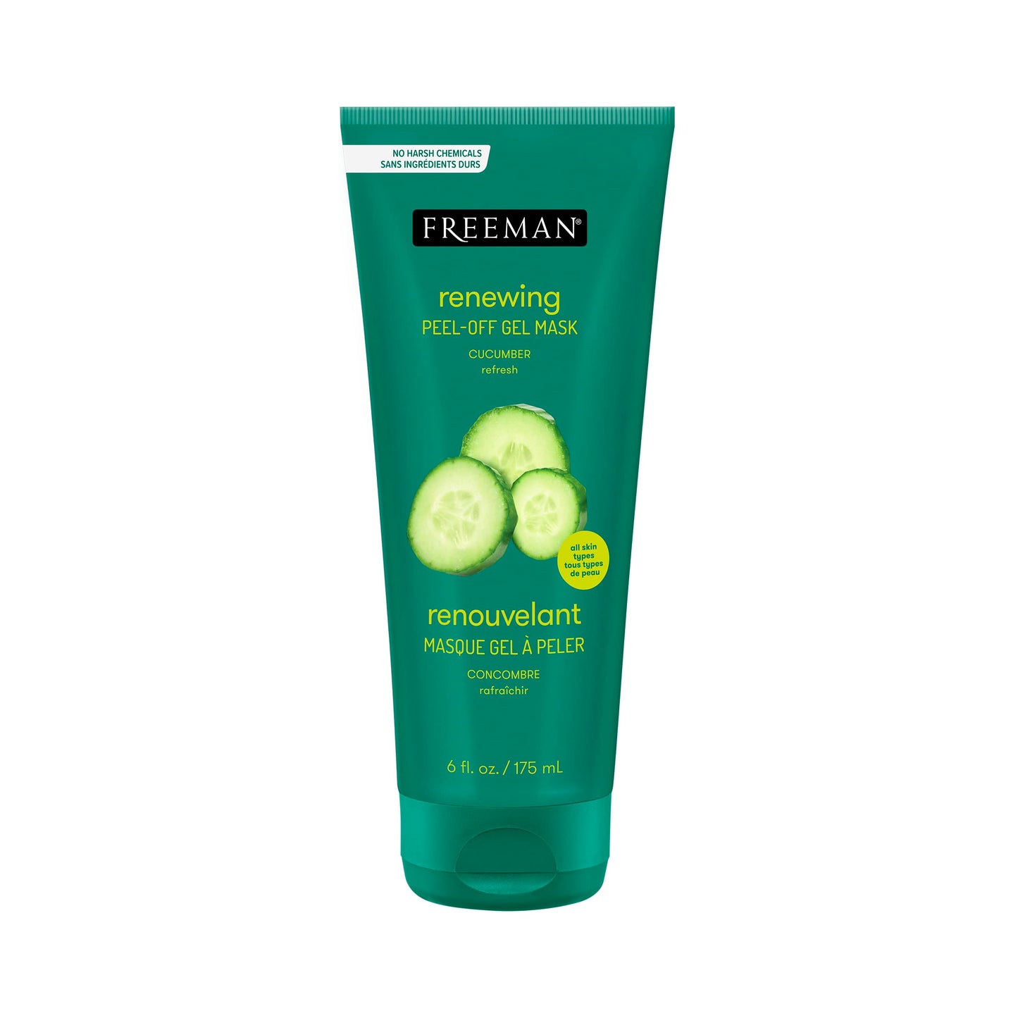 Freeman Renewing Peel-Off Gel Mask, Cucumber Peel-Off Face Mask, Aloe Calms Irritation & Hydrates, Facial Mask For All Skin Types, Cruelty-Free, No