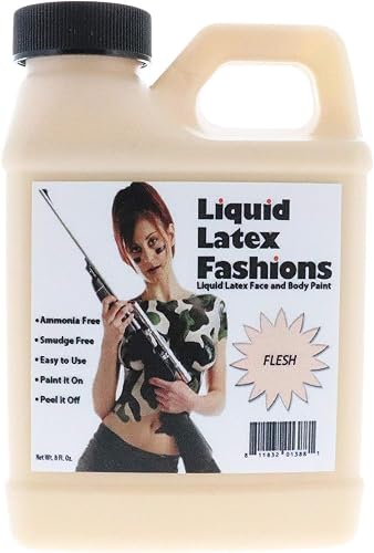 Flesh 8 Oz - Liquid Latex Body Paint, Ammonia Free No Odor, Easy On and Off, Cosplay Makeup, Creates Professional Monster, Zombie Arts