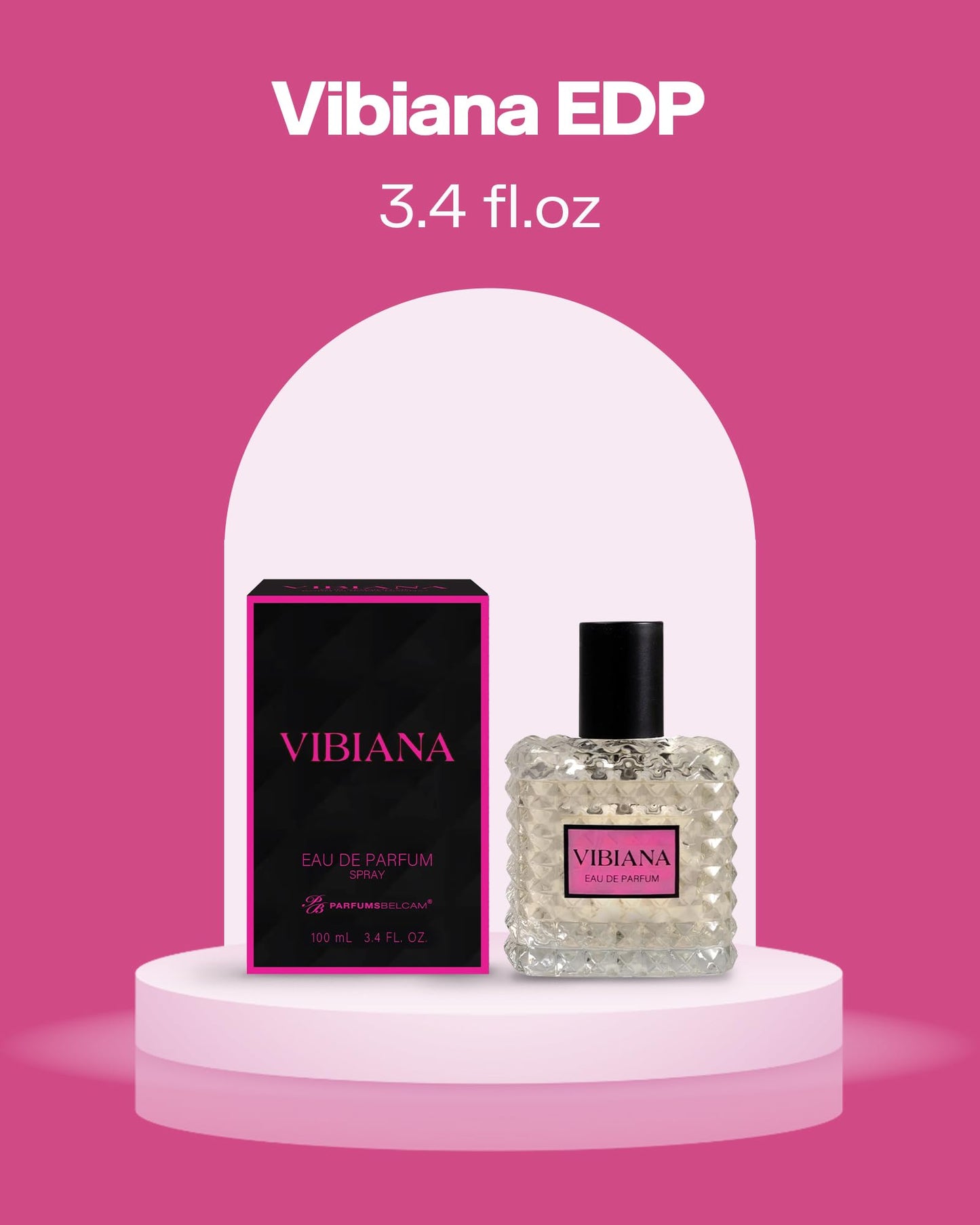 PB ParfumsBelcam Vibiana Eau de Parfum for Women - Warm Floral-Woody Perfume with Black Currant, Jasmine Tea & Bourbon Vanilla - Sweet Modern Fragrance Spray, Signature Everyday Scent, 3.4 Fl Oz
