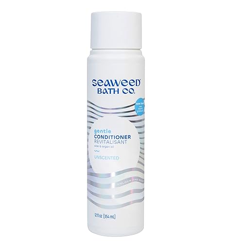 Seaweed Bath Co. Gentle Conditioner, Unscented, 12 Ounce, Sustainably Harvested Seaweed, Aloe, Argan Oil, for Sensitive Scalps