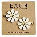 Each Jewels Flower Hair Clips 2 Pack, Shiny Pearl petals Daisy Hair Clips