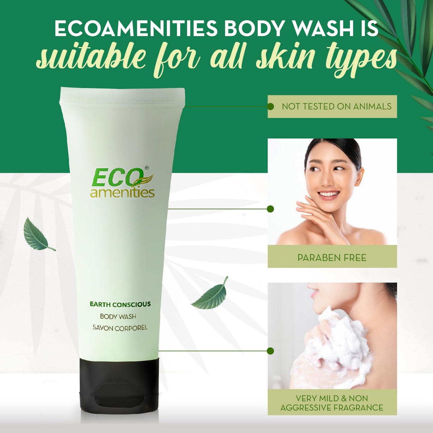 ECO amenities Hotel Body Wash - TSA Approved Travel Shower Gel - Leak-Proof Individual Body Wash - Cruelty-Free Mini Toiletries - 0.75 Fl Oz, Pack