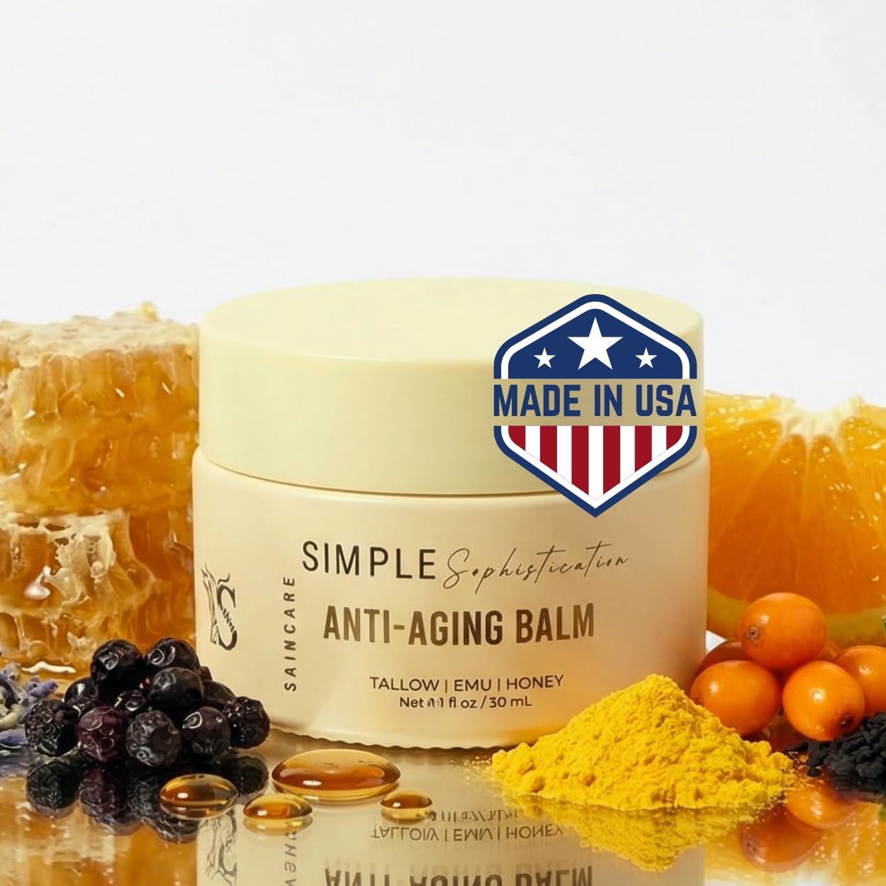 Simple Sophistication Tallow Emu Honey Balm | Nourishing Face & Body Moisturizer with Manuka Honey & Emu Oil, Non-Greasy Natural Skincare (Anti-Aging