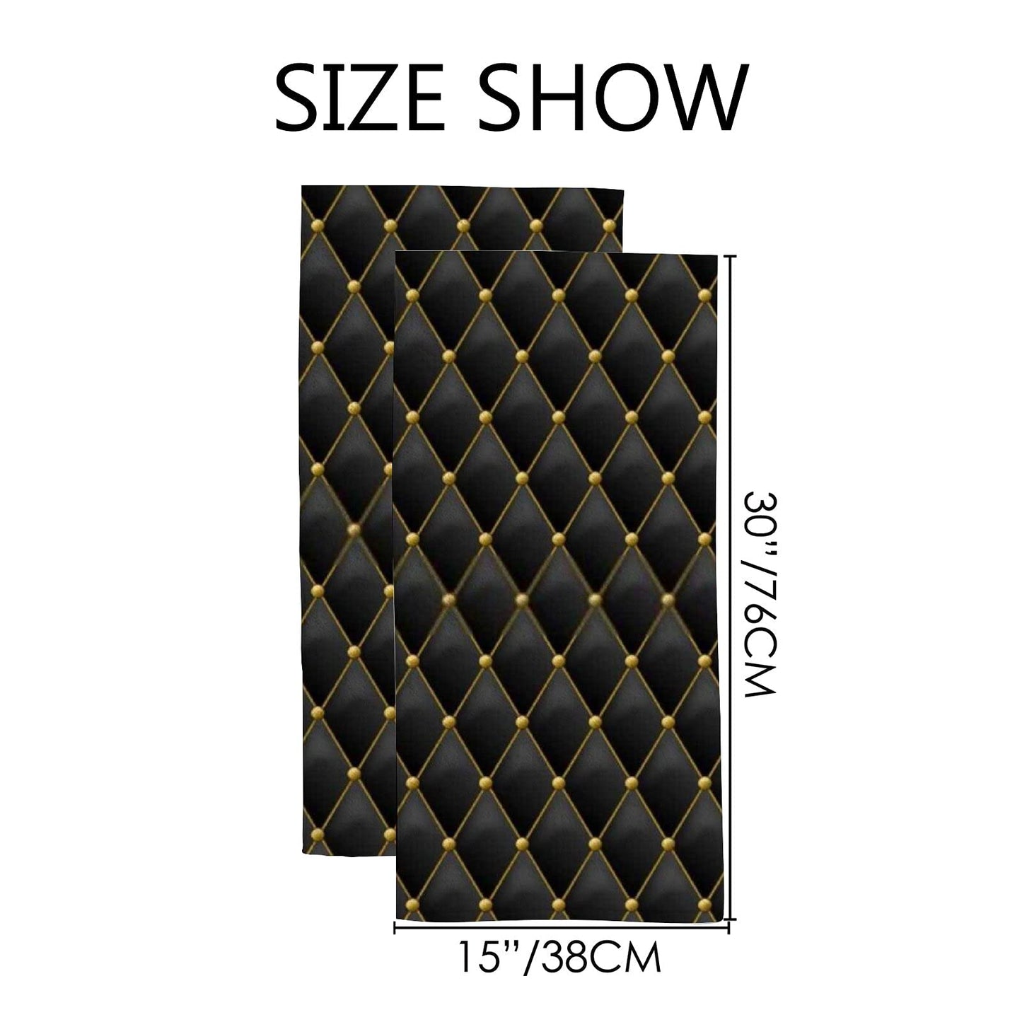 Kuizee Microfiber Hand Towel Face Towels Set of 2 Gold Black Texture Luxury Quick-Dry Highly Absorbent Ultra Soft Bathroom Kitchen 30X15 Inch