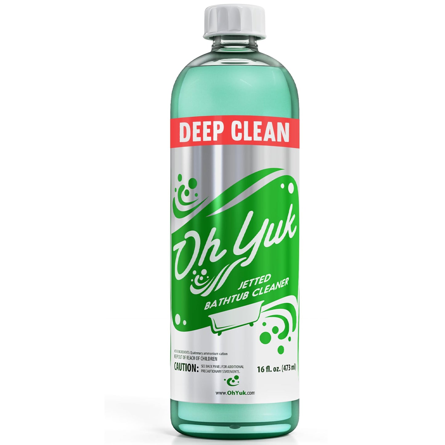 Oh Yuk Jetted Tub Cleaner for Jacuzzis, Bathtubs, Whirlpools, The Most Effective Jetted Tub Cleaner, Septic Safe, 4 Cleanings per Bottle - 16 Ounces