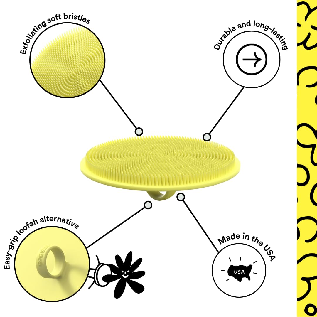 Boie USA Loop Body Scrubber - Soft Silicone-Like Exfoliating Shower Scrubber, Body Cleansing Brush - Hang-to-Wall Loofah Replacement - Antimicrobial