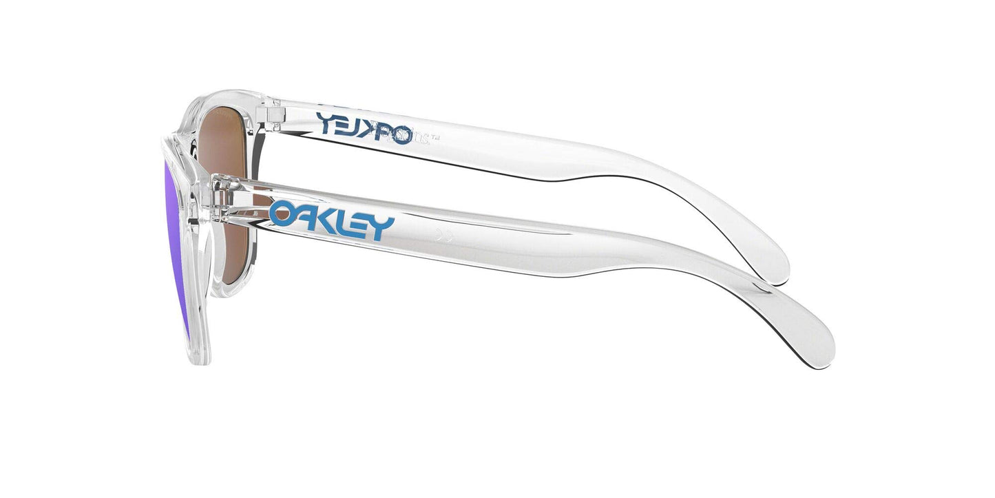 Oakley Unisex OO9013 Frogskins Square Sunglasses, Crystal Clear/Prizm Sapphire, 55 mm