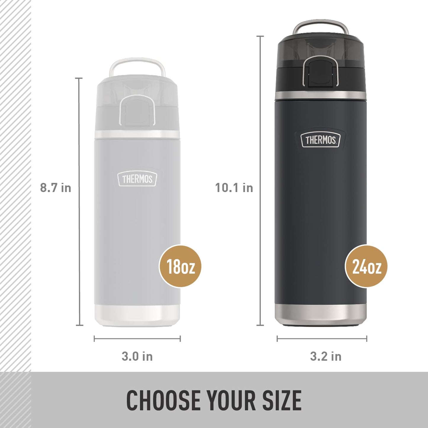 THERMOS ICON SERIES, Stainless Steel Water Bottle with Spout - 24 Ounce, Spruce - Vacuum Insulated Water Bottle with Lid
