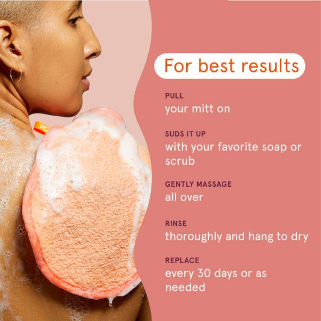 Cleanlogic Bath & Body Exfoliating Face & Body Grooming Mitt, Assorted Colors, 3 Count