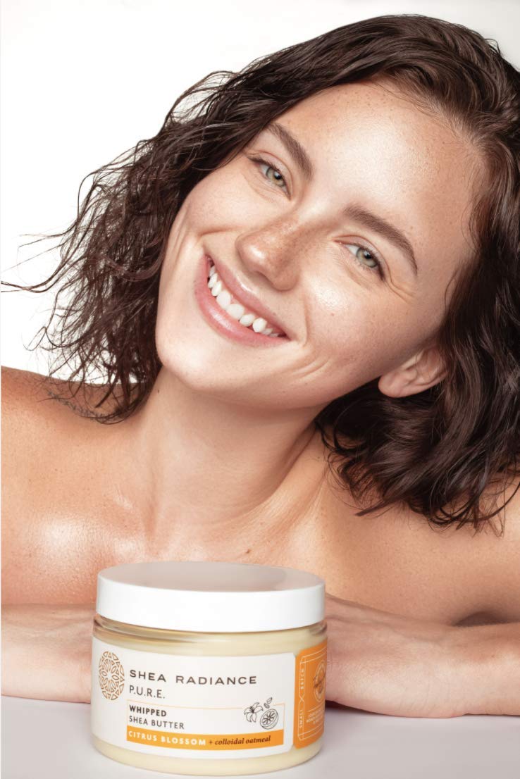 Shea Radiance P.U.R.E. Whipped Shea Butter with Colloidal Oatmeal - Whipped Body Butter Blended with Skin Soothing Oatmeal & Moisturizing Rice Bran