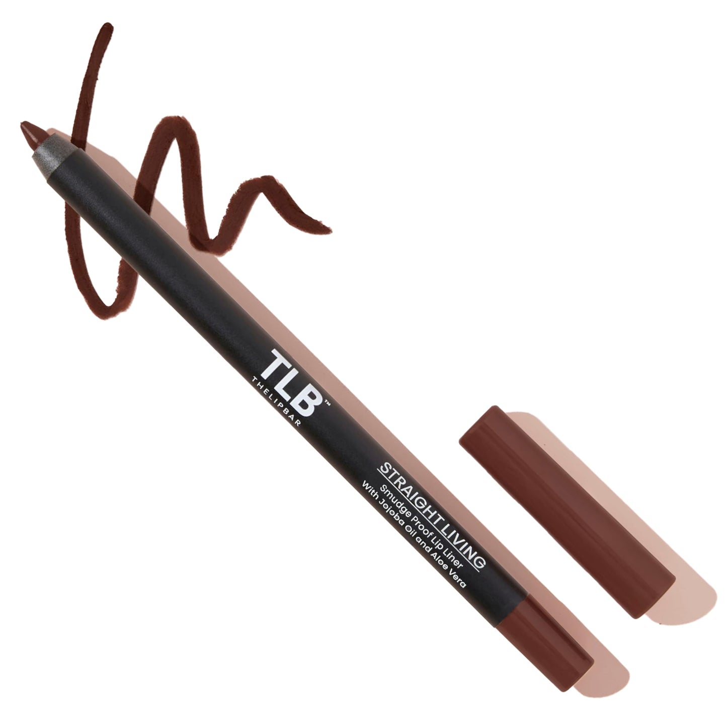 The Lip Bar - Lip Liner, Straight Living (Deep Brown) - High Pigment & Super Creamy - Smudge Proof & Water Resistant - Jojoba Oil, Aloe Vera, Coconut
