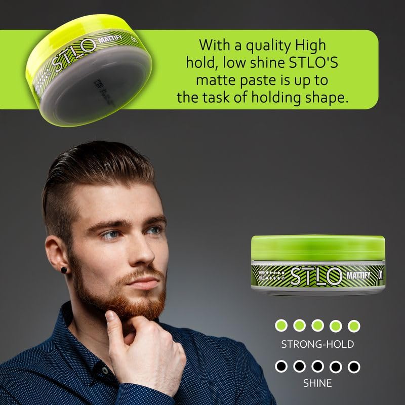 STLO Mattify Natural Finish Matte Paste - Medium to Strong Hold with No Shine - Styling Paste for Men