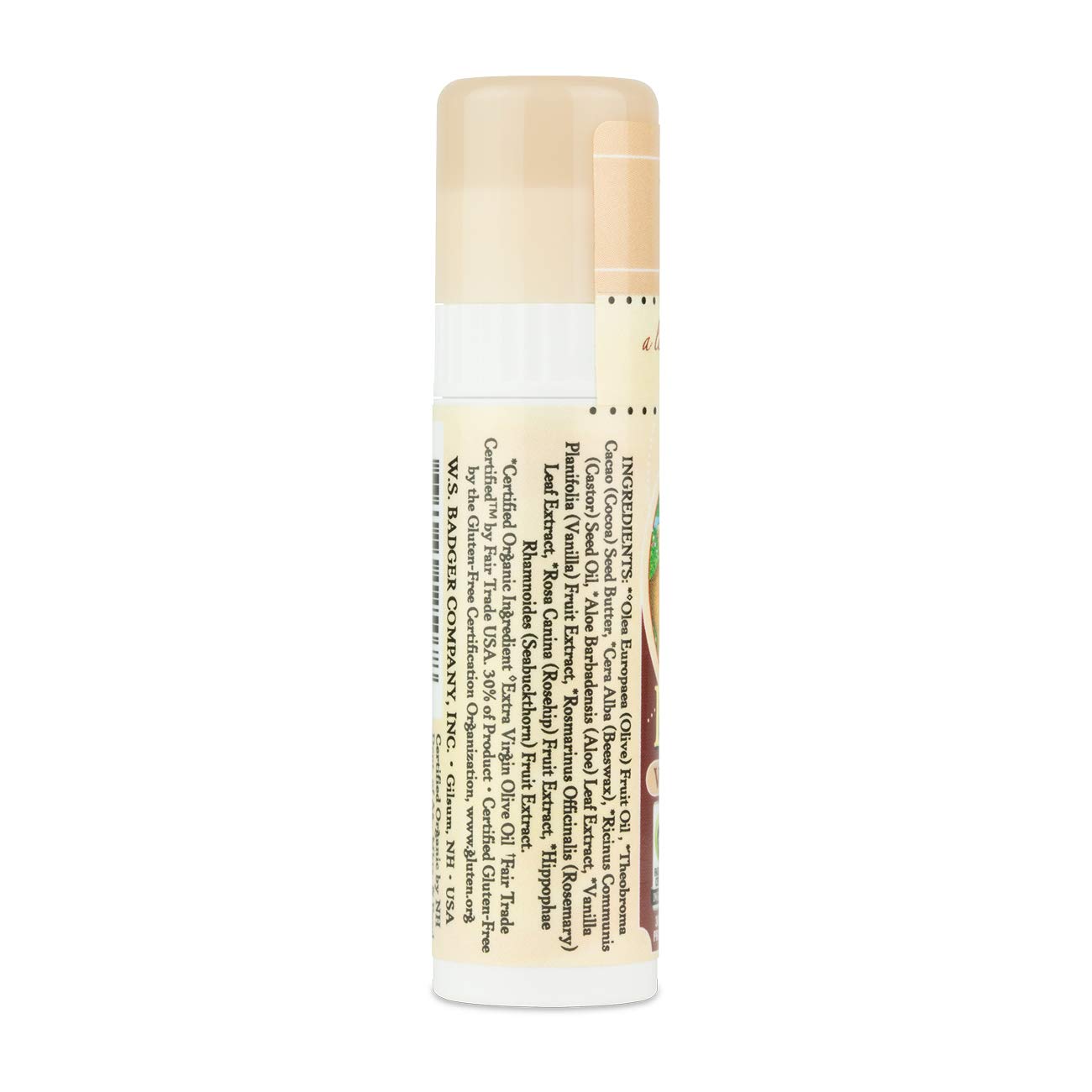 Badger - Cocoa Butter Lip Balm, Creamy Cocoa, Certified Organic Lip Balm, Fair Trade, Natural Lip Balm, Lip Butter, Lip Balm Cocoa Butter, Cocoa Care