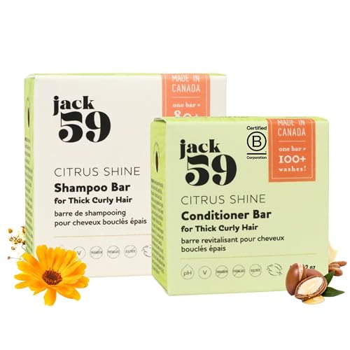 All Natural Shampoo and Conditioner Set for Thick Curly Hair, Bar Shampoo and Conditioner Set to Strengthen Hair, Boost Shine and Reduce Scalp