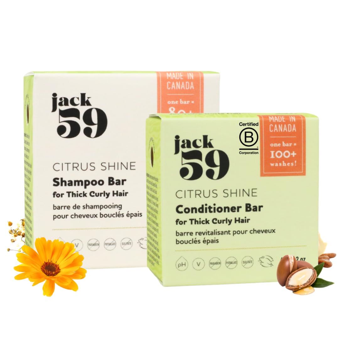 All Natural Shampoo and Conditioner Set for Thick Curly Hair, Bar Shampoo and Conditioner Set to Strengthen Hair, Boost Shine and Reduce Scalp