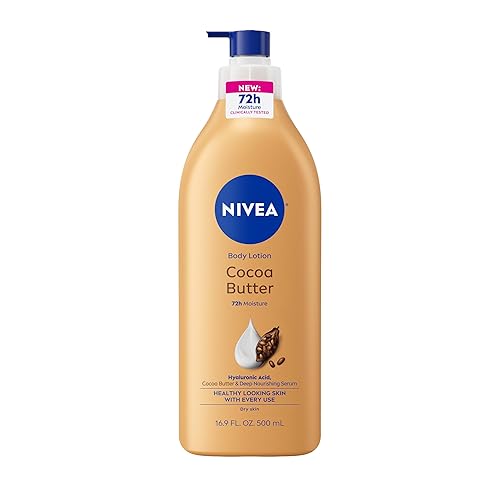 NIVEA Cocoa Butter Body Lotion for Dry Skin with Hyaluronic Acid, Cocoa Butter and Deep Nourishing Serum, 72-Hour Body Moisturizer, 16.9 Fl Oz Pump