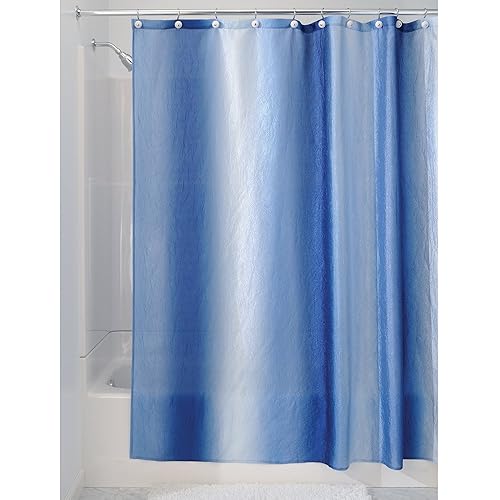 iDesign Ombre Fabric Shower Curtain for Master, Guest, Kids', College Dorm Bathroom, 72" x 72" - Surf Blue