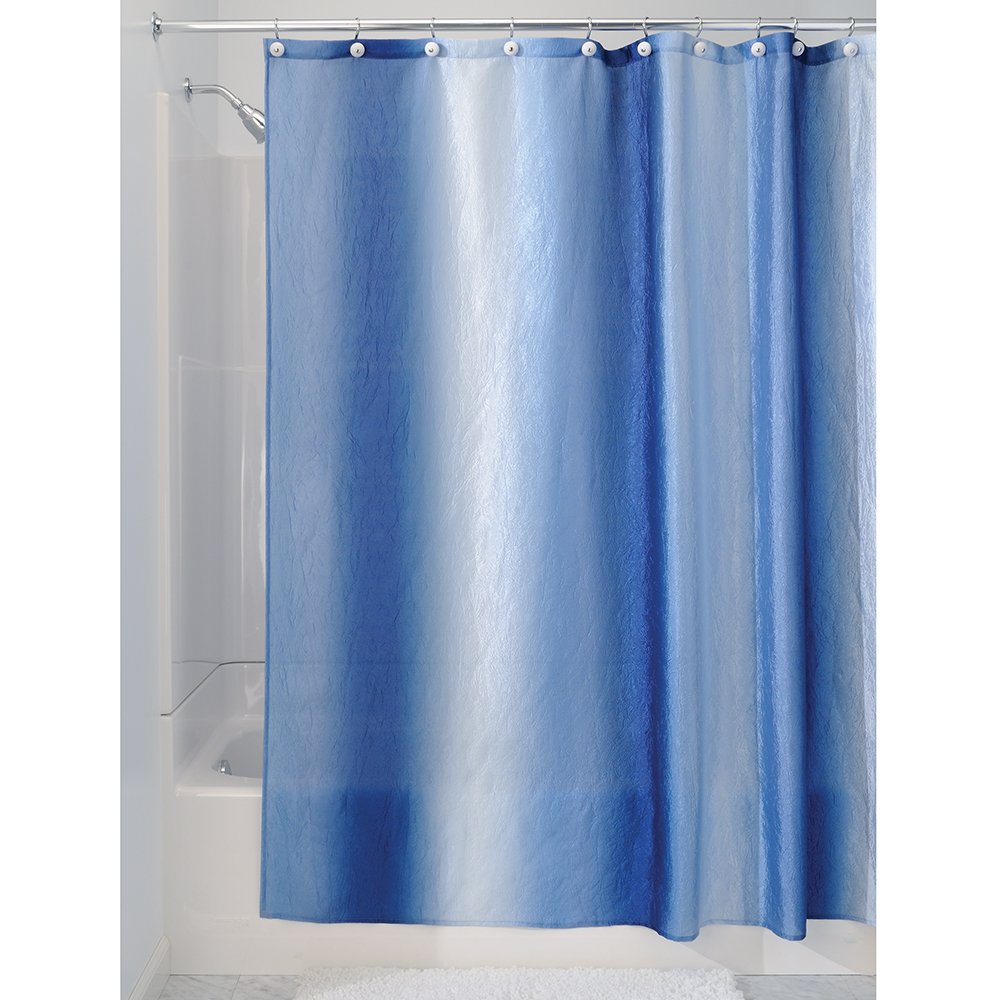 iDesign Ombre Fabric Shower Curtain for Master, Guest, Kids', College Dorm Bathroom, 72" x 72" - Surf Blue