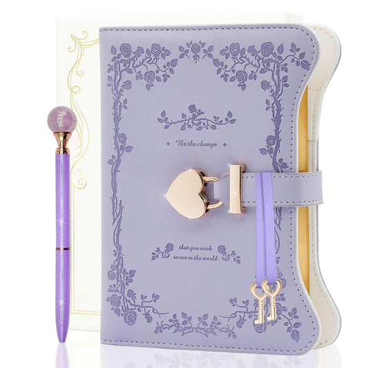hi! SCI Girls Diary with Lock & Keys – 360 Page Journal with Pen, Cute Lavender Purple Set, Gift for Teen Girls Ages 8–14