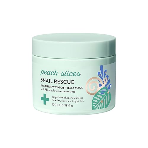 Peach Slices - Snail Rescue Intensive Wash-Off Jelly Mask (3.38 oz) - 95% Snail Mucin Concentrate - Gentle, Clear Skin - Cica, Birch Juice & Licorice