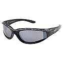 Global Vision Eyewear Marilyn 11 Women's Padded Bling Black Motorcycle Sunglasses Flash Mirror Lenses